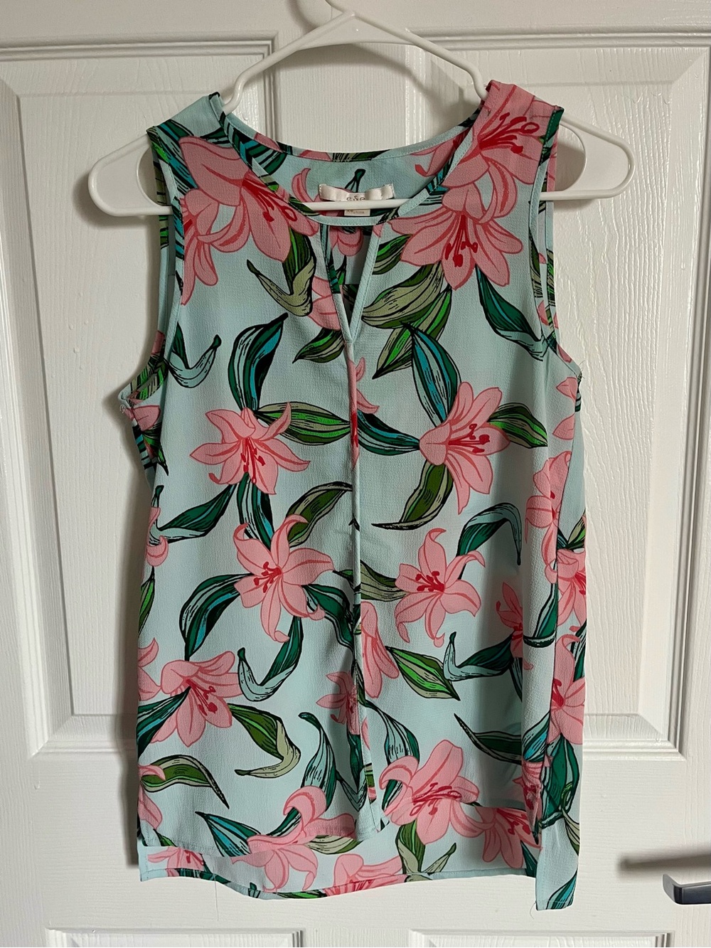 Pink and Blue Floral Blouse